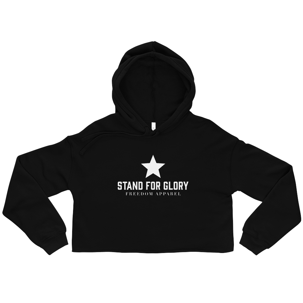 Stand For Glory White Crop Hoodie