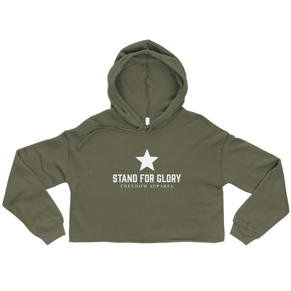 Stand For Glory White Crop Hoodie
