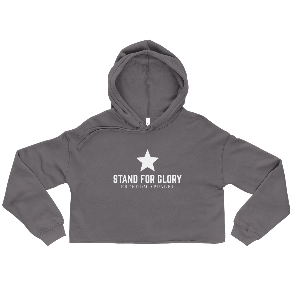 Stand For Glory White Crop Hoodie